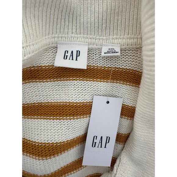 GAP Women's Long Sleeve Collared White & Yellow Striped Sweater Blouse Size XXL - Picture 10 of 11